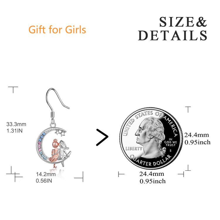 925 Sterling Silver With Crystal Dangle Sister Earrings With Crystal