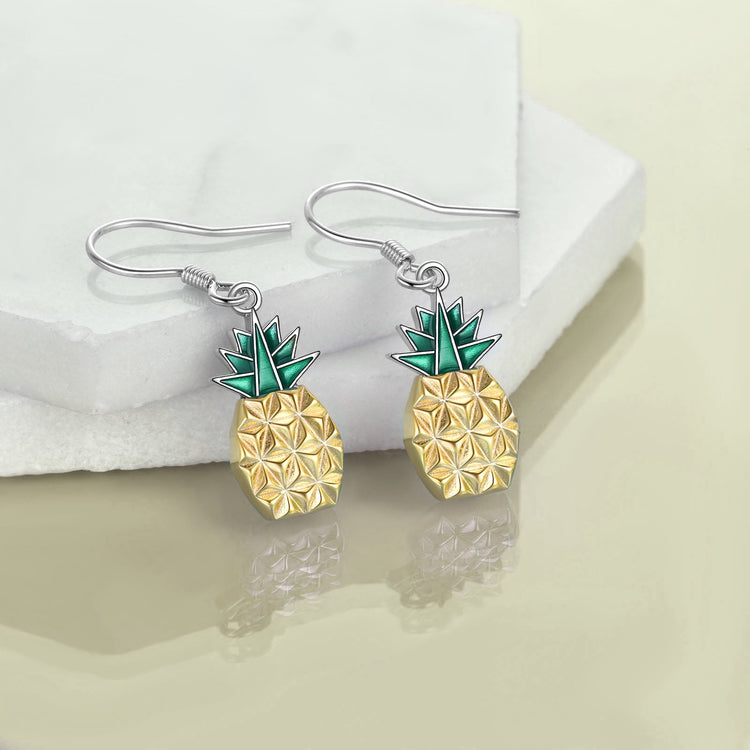PRAYBIRDS 925 Sterling Silver Dangle Pineapple Earrings And Necklace