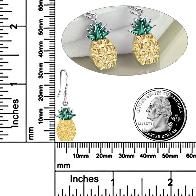 PRAYBIRDS 925 Sterling Silver Dangle Pineapple Earrings And Necklace