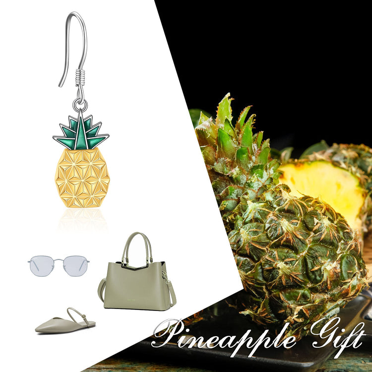 PRAYBIRDS 925 Sterling Silver Dangle Pineapple Earrings And Necklace