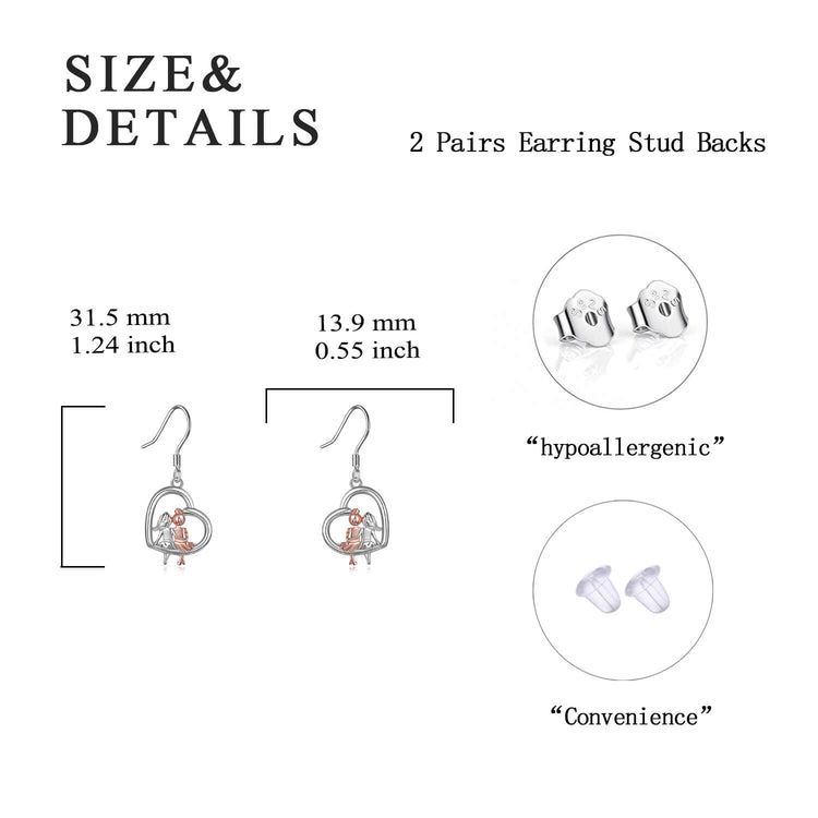 925 Sterling Silver BFF Heart Pendant Earrings