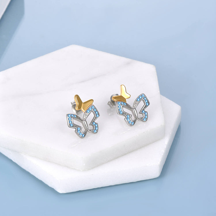 925 Sterling Silver Butterfly Stud Earrings