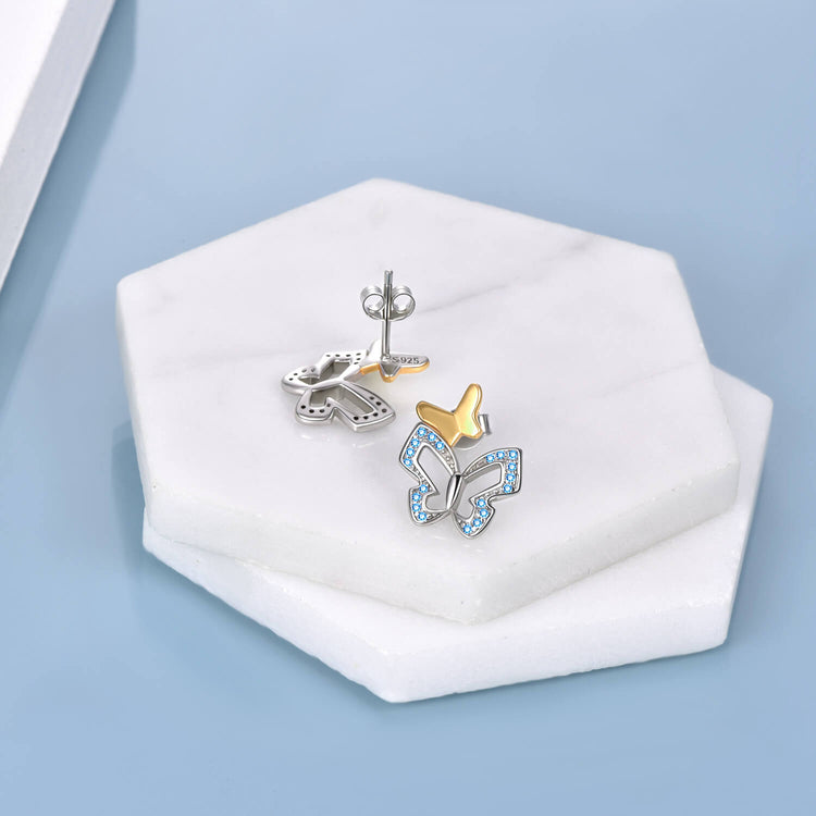 925 Sterling Silver Butterfly Stud Earrings