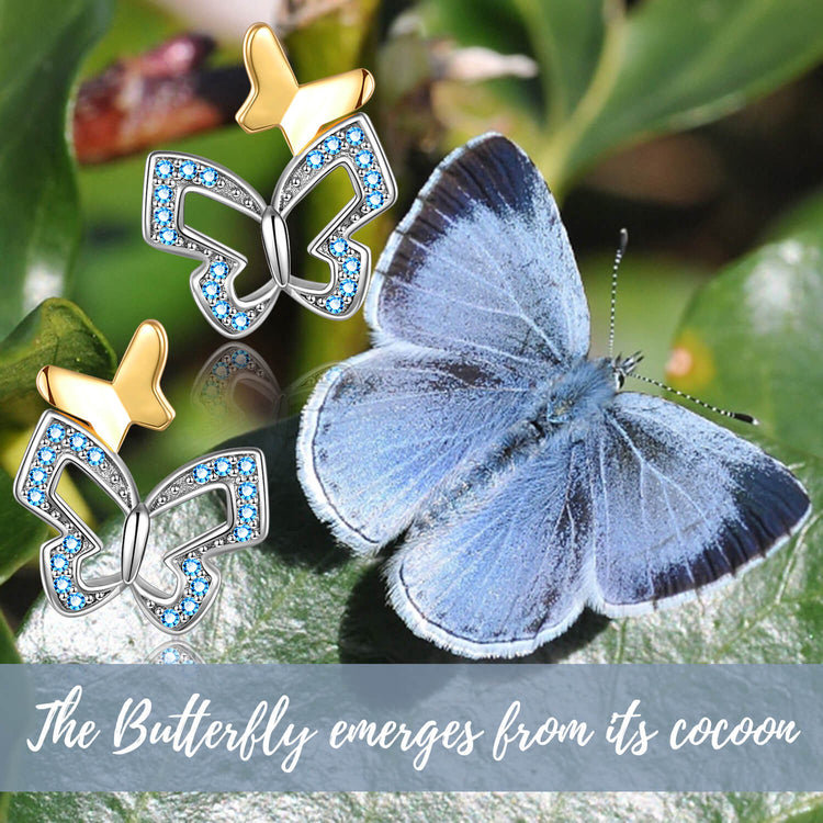 925 Sterling Silver Butterfly Stud Earrings