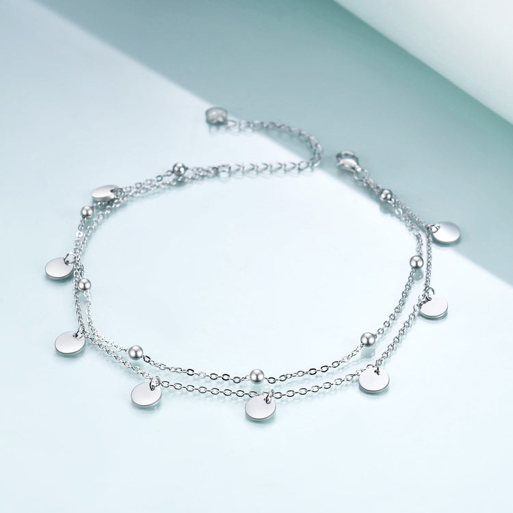 925 Sterling Silver Double Chains Anklet - onlyone