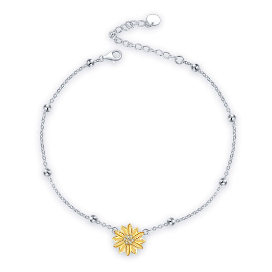 925 Sterling Silver Sunflower Bracelet, Gift For Her - onlyone