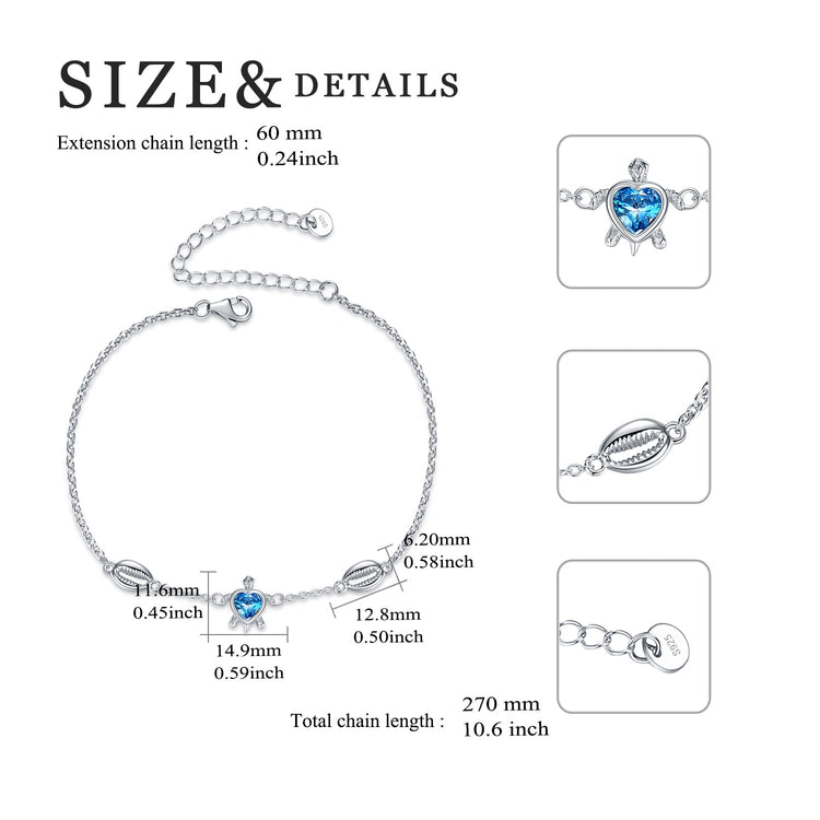 925 Sterling Silver Turtle And Mother Of Pearl Anklet - onlyone