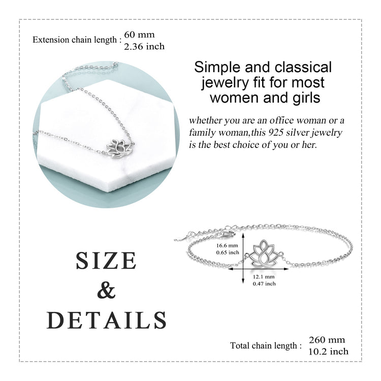 925 Sterling Silver Hollow-Out Flower Anklet Bracelet