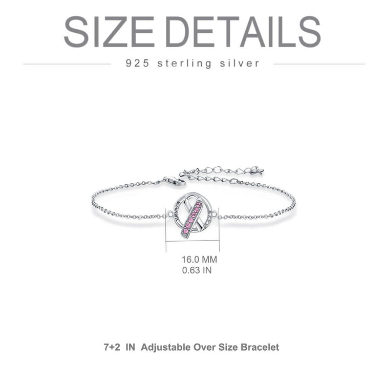 925 Sterling Silver Survivor Ribbon Bracelet - onlyone