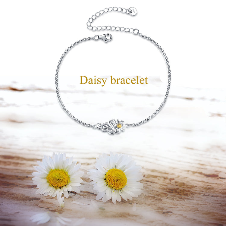 925 Sterling Silver Sunflower Daisy Flower Bracelets for Women - onlyone