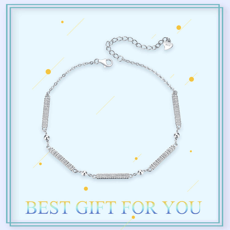 925 Sterling Silver Simple Bar and Ball Bracelet - onlyone