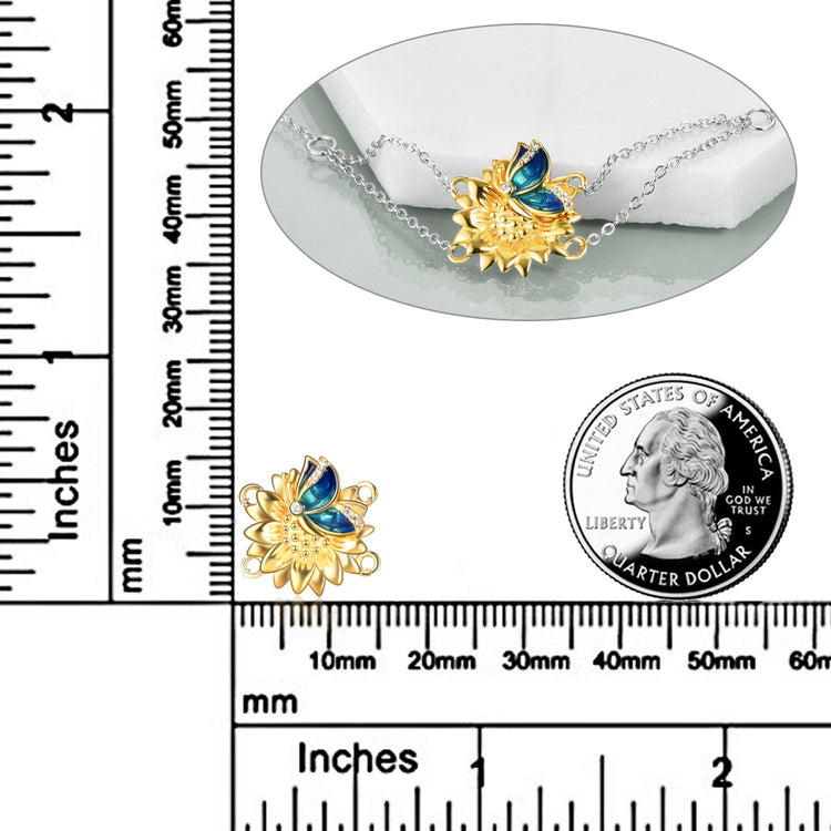 925 Sterling Silver Butterfly And Daisy Bracelet - onlyone