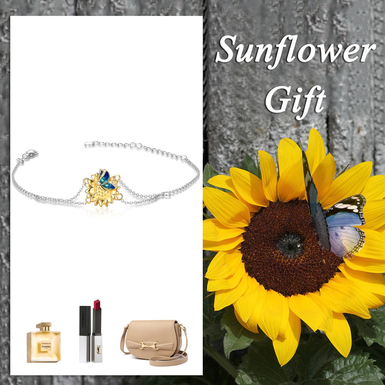 925 Sterling Silver Butterfly And Daisy Bracelet - onlyone