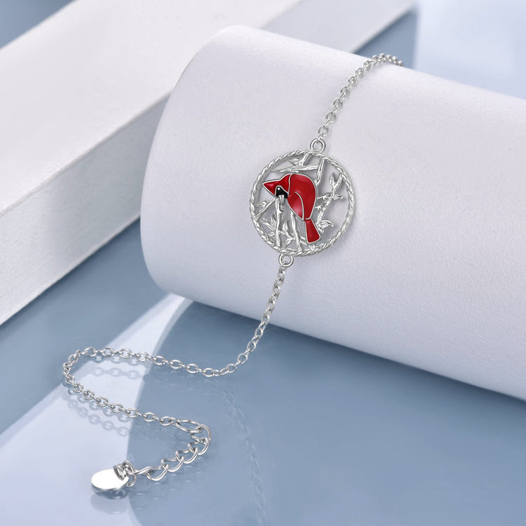 925 Sterling Silver Red Cardinal Bracelet And Necklace Memorial Jewelry