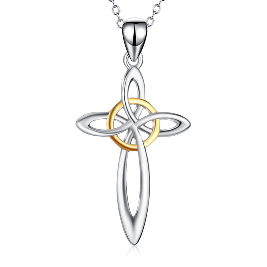 925 Sterling Silver Celtic Cross Pendant Necklace for Women Girls Cross Necklace for Women - onlyone