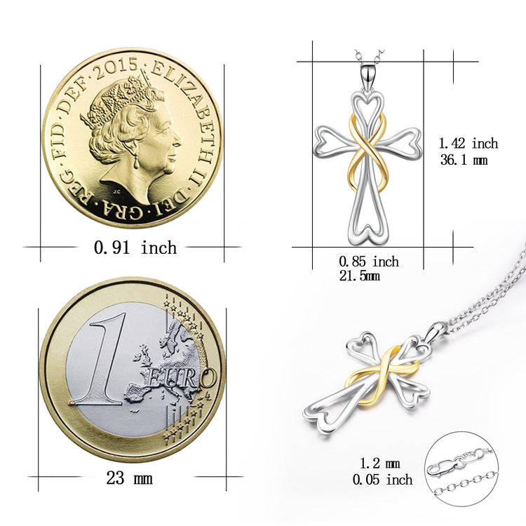 925 Sterling Silver Cross pendant Necklace Infinity Heart Cross Necklace For Women - onlyone