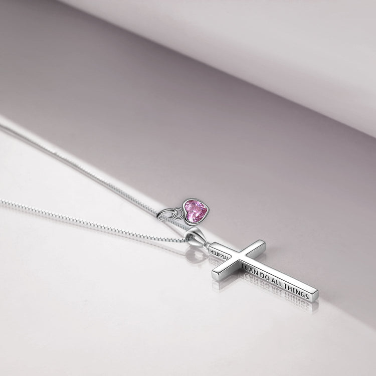 Collier croix gravée 3D en argent sterling 925