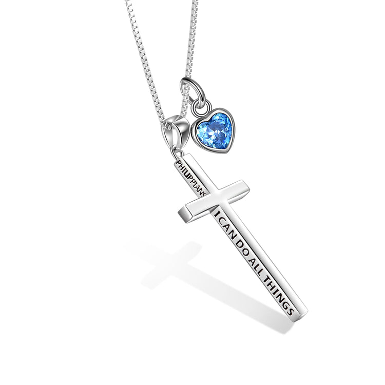 Collier croix gravée 3D en argent sterling 925