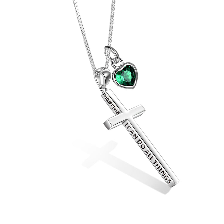 Collier croix gravée 3D en argent sterling 925