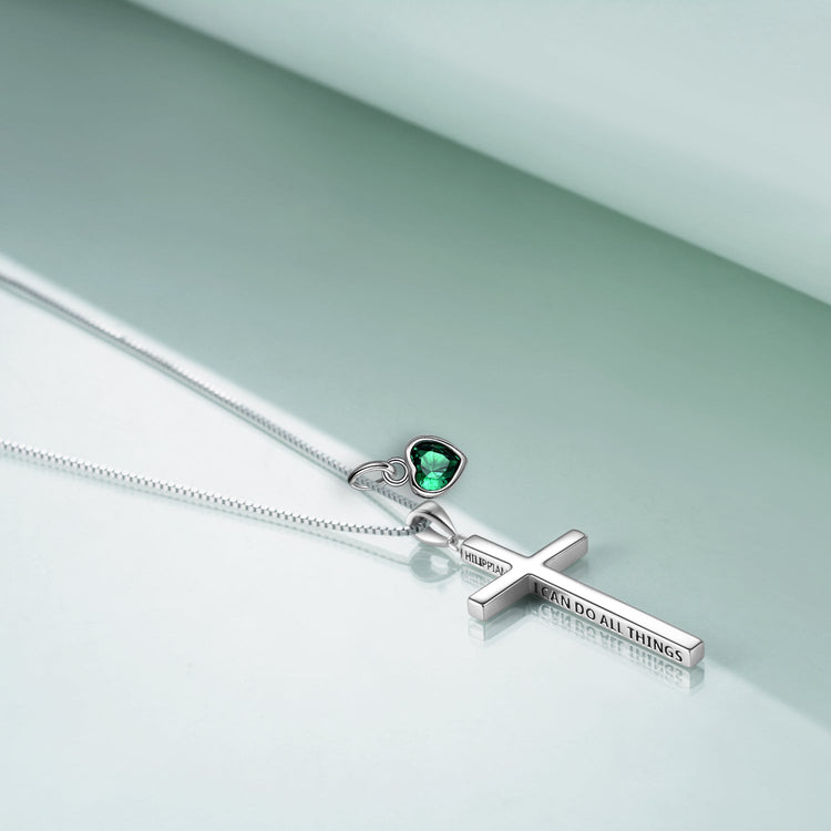 Collier croix gravée 3D en argent sterling 925