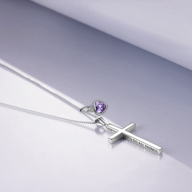 Collier croix gravée 3D en argent sterling 925