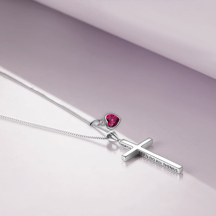 Collier croix gravée 3D en argent sterling 925