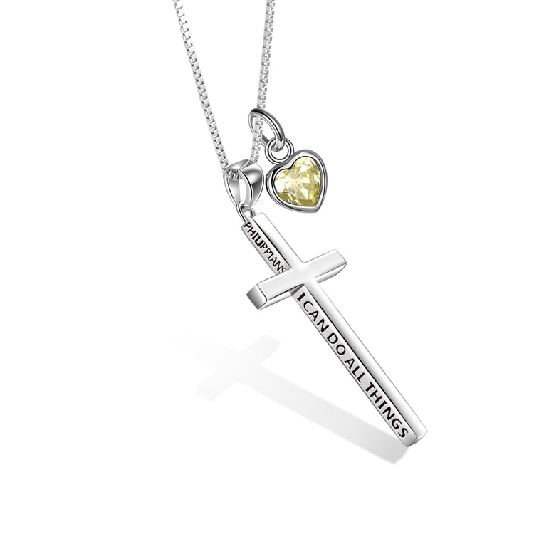 Collier croix gravée 3D en argent sterling 925