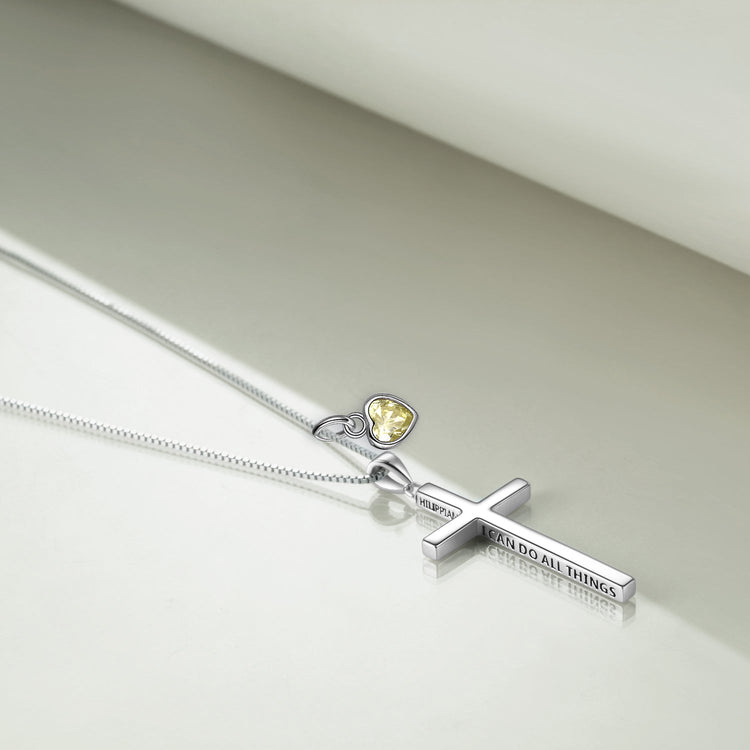 Collier croix gravée 3D en argent sterling 925