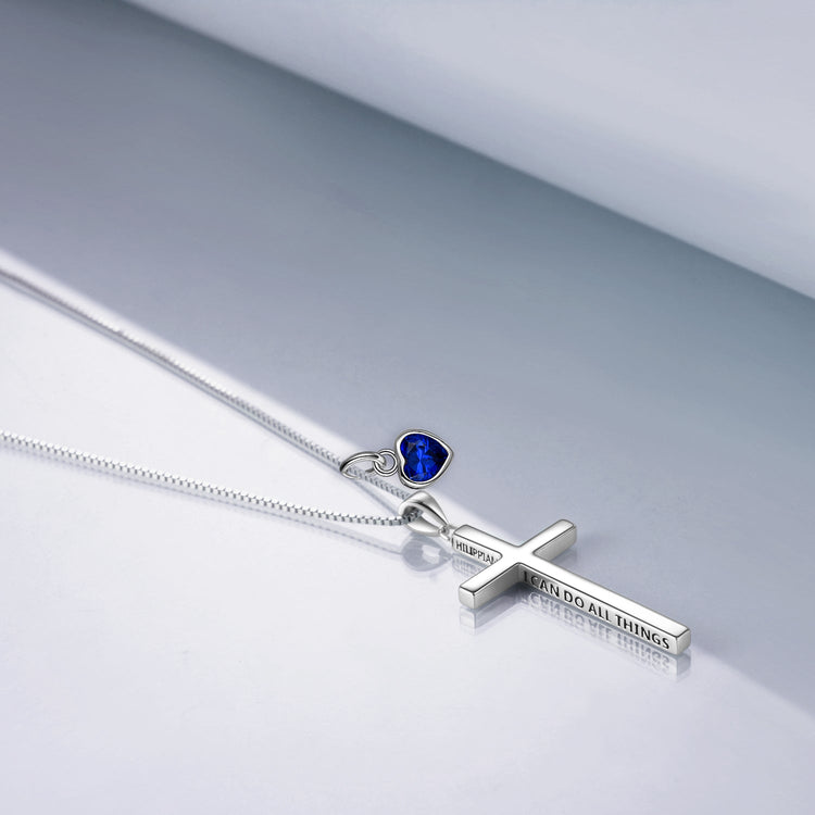 Collier croix gravée 3D en argent sterling 925