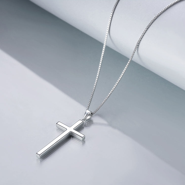 925 Sterling Silver Philippians 4:13 Cross Pendant Strength Bible Verse Necklace 3D Engraved Cross Necklace For Women - onlyone
