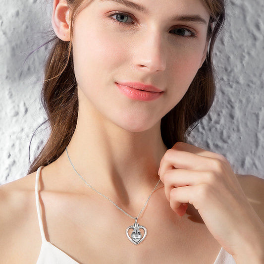 925 Sterling Silver Heart Memorial Urn Necklace, Forever In My Heart Cremation Necklace - onlyone