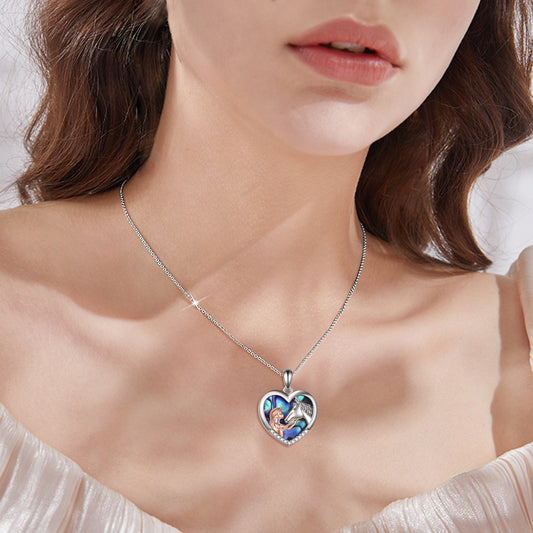 925 Sterling Silver Horse with Girl Heart Pendant Necklace for Girls, Girlfriend,Women, Teens,  Daughter