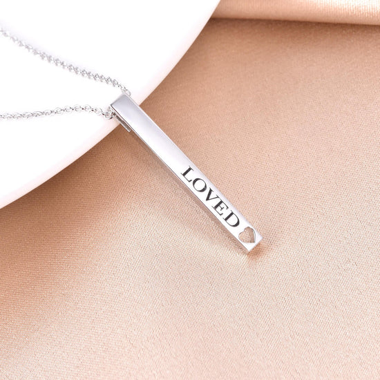 925 Sterling Silver Mores Code Vertical Bar Pendant Necklace - onlyone