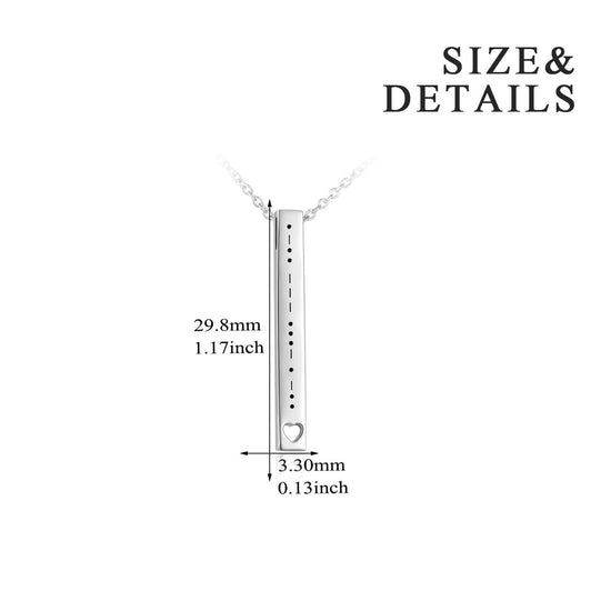 925 Sterling Silver Mores Code Vertical Bar Pendant Necklace - onlyone