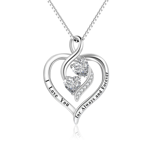 925 Sterling Silver Infinity Love Heart Necklace