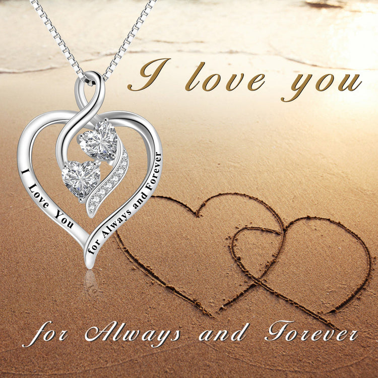 925 Sterling Silver Infinity Love Heart Necklace