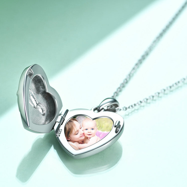 925 Sterling Silver Heart Sloth Photo Locket Necklaces - onlyone