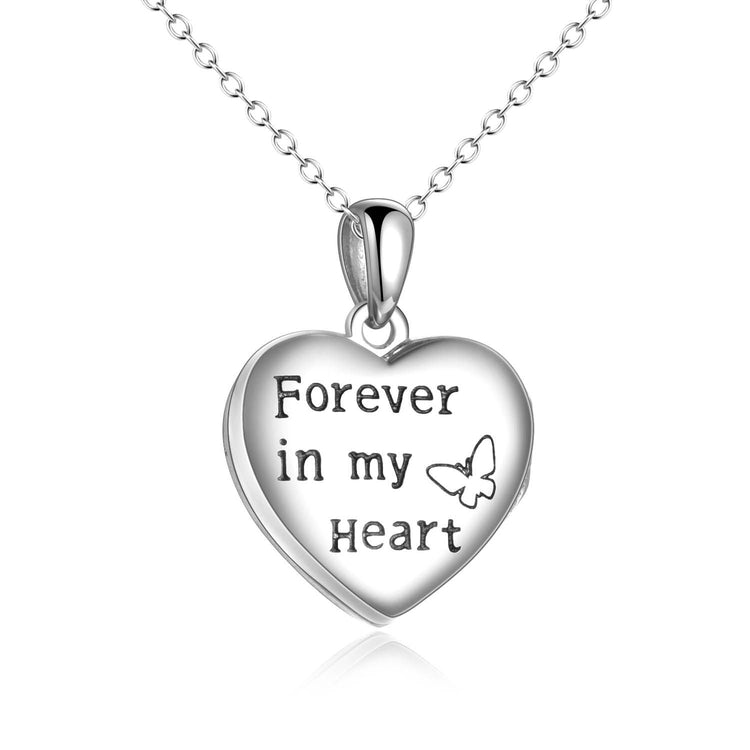 925 Sterling Silver Heart Butterfly Photo Locket Necklaces - onlyone
