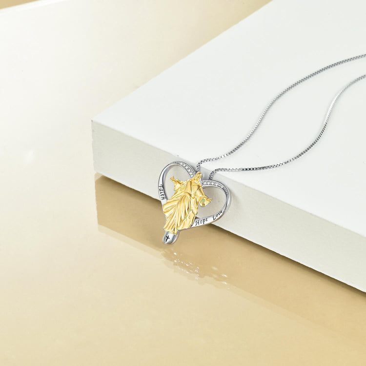 925 Sterling Silver God Blessed Heart Pendant Necklace - onlyone