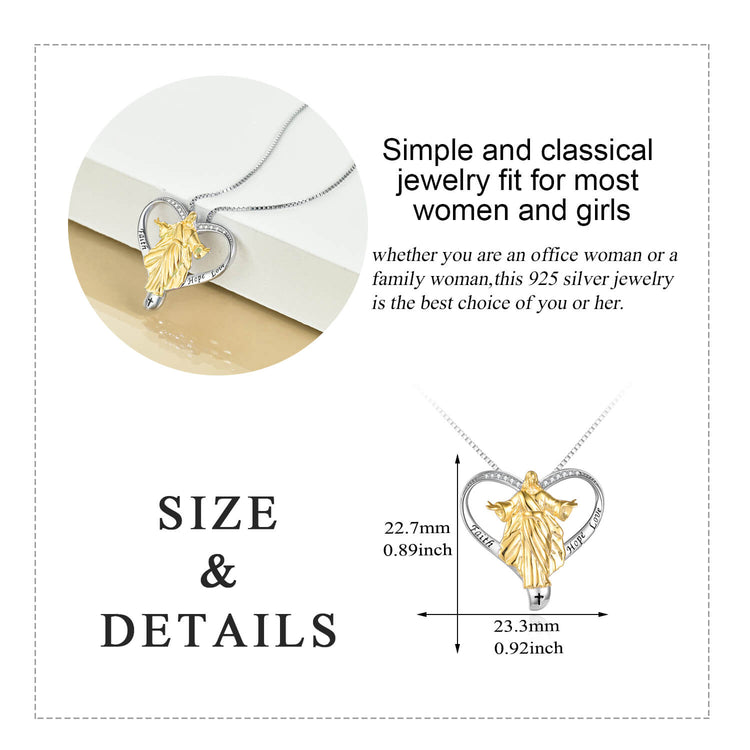 925 Sterling Silver God Blessed Heart Pendant Necklace - onlyone