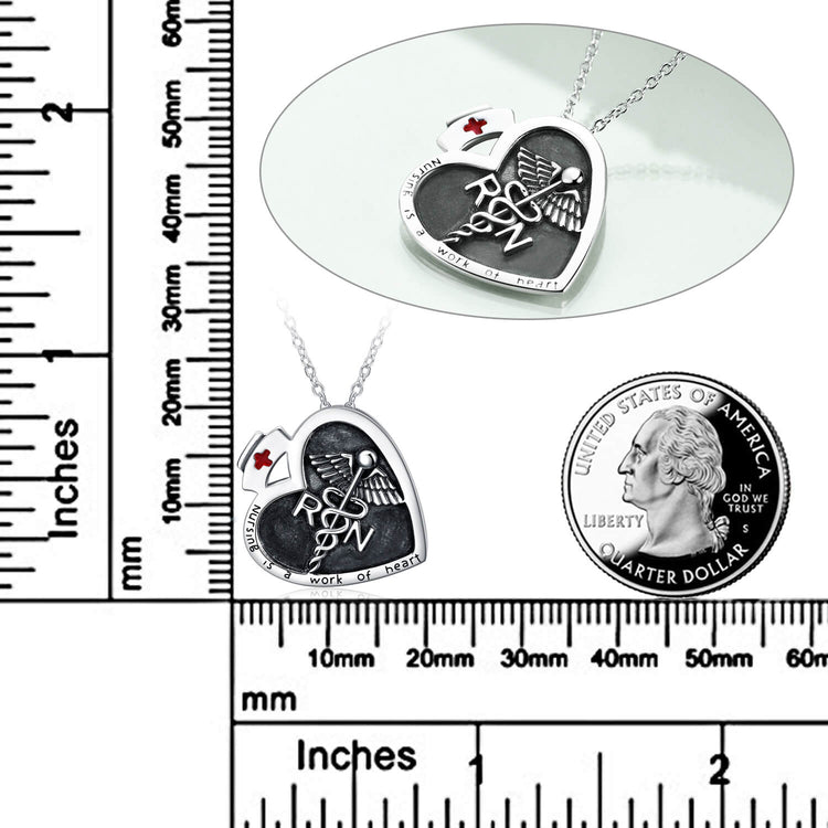 925 Sterling Silver Caduceus Necklace Nurse Necklace for Women Angel Nursing Necklace - onlyone