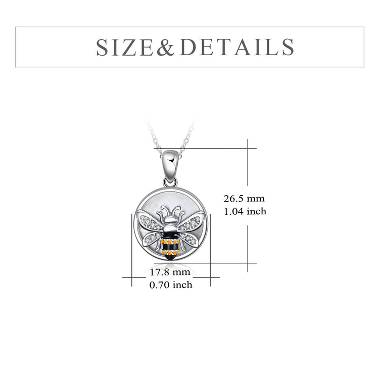 925 Sterling Silver Bee Coin Necklace - onlyone