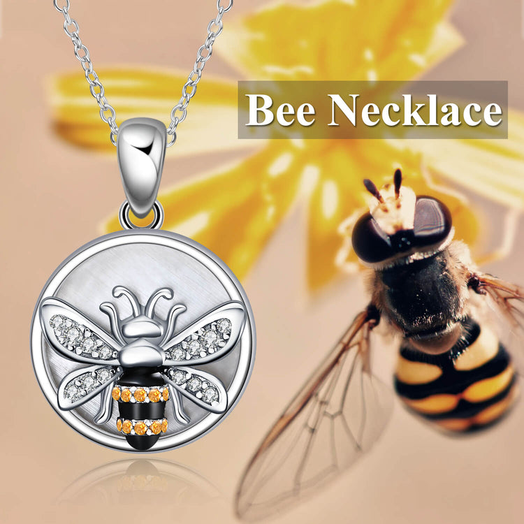925 Sterling Silver Bee Coin Necklace - onlyone