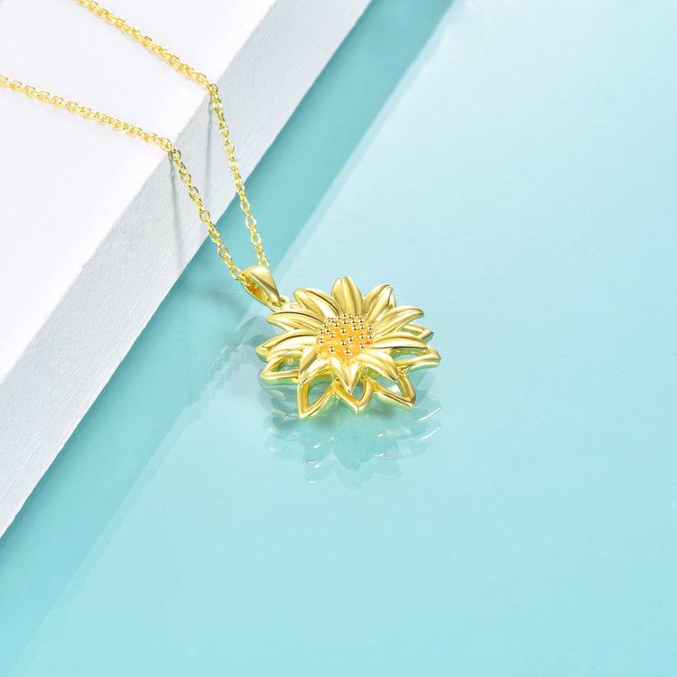 925 Sterling Silver Simple and Classical Gold Sunflower Necklace - onlyone
