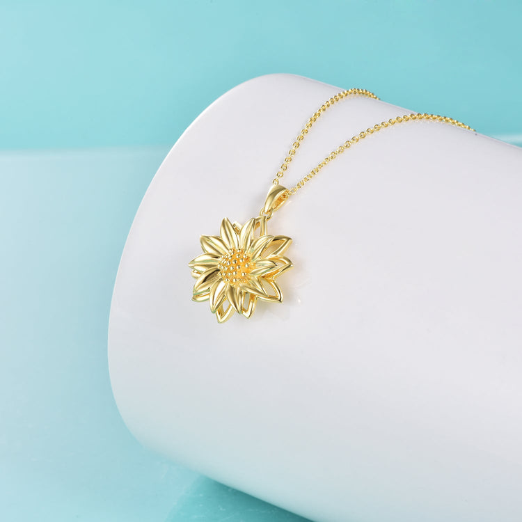 925 Sterling Silver Simple and Classical Gold Sunflower Necklace - onlyone