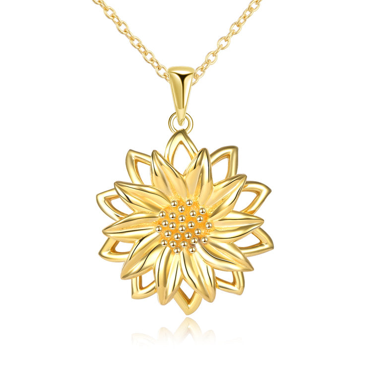 925 Sterling Silver Simple and Classical Gold Sunflower Necklace - onlyone