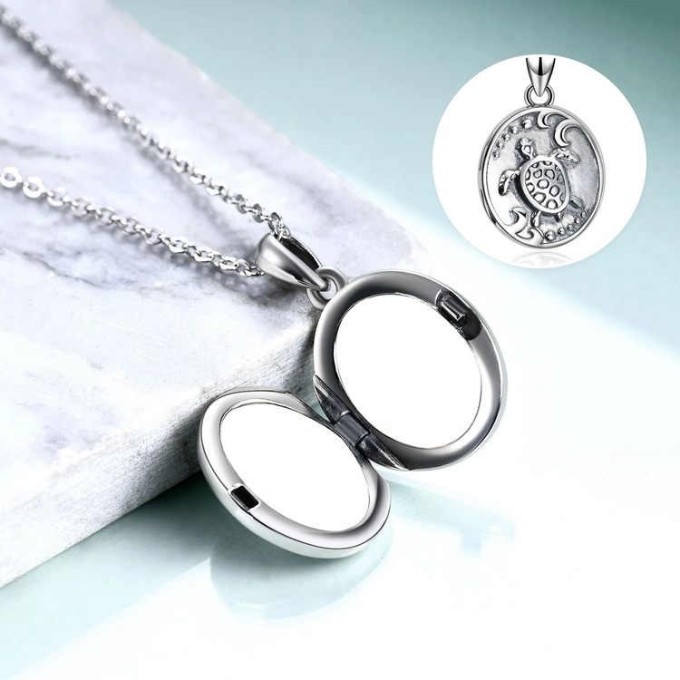 925 Sterling Silver Turtles Customizable Photo Necklaces