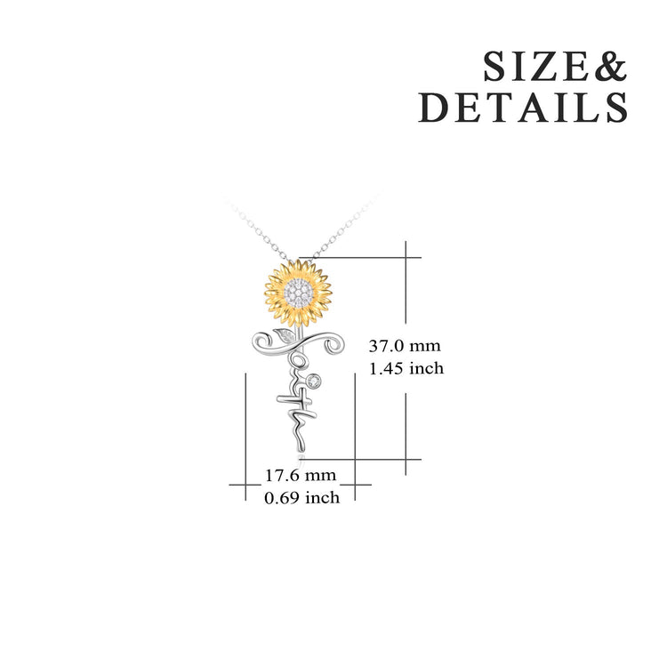 925 Sterling Silver Sunflower Faith Cross Necklace - onlyone