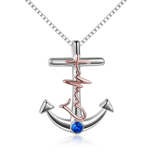 925 Sterling Silver Anchor Pendant Necklace Nautical Jewelry for Women Girls