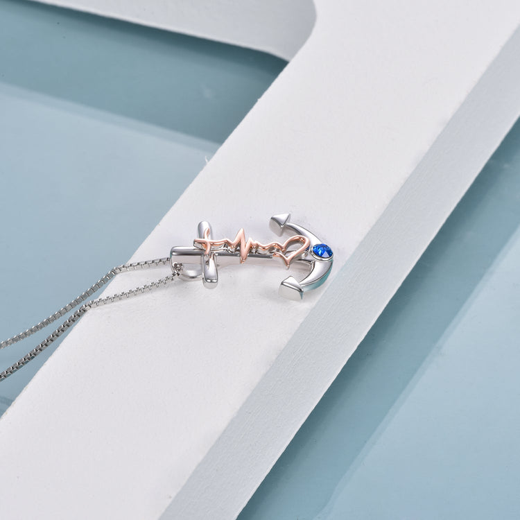 925 Sterling Silber Anker Anhänger Halskette Nautischer Schmuck für Frauen Mädchen